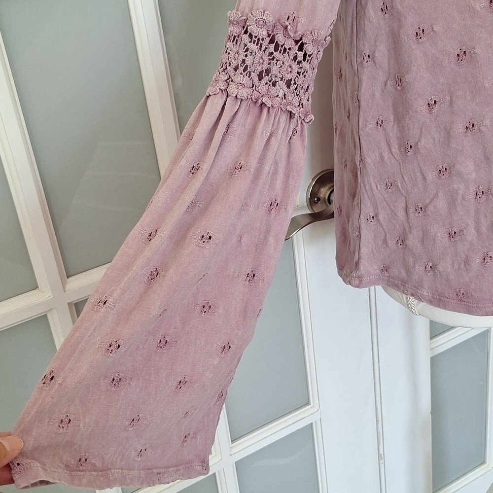 Anthropologie Eri + Ali Calvie Eyelet Top in Lavender - Picture 7 of 16